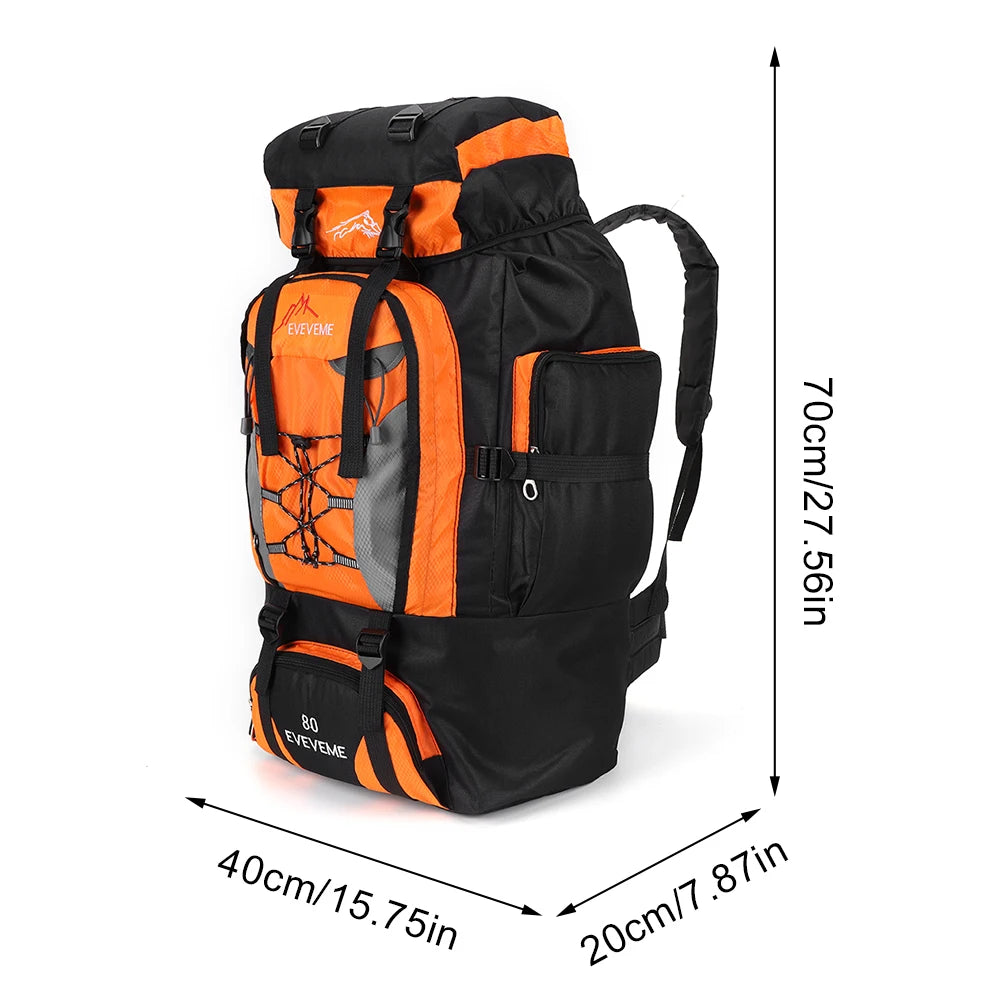 80L Mountaineering Travel Backpack Large Capacity Adjustable Straps