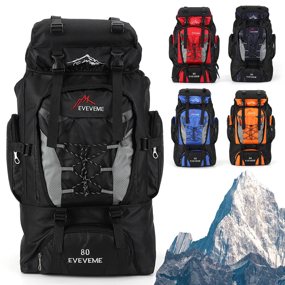 80L Mountaineering Travel Backpack Large Capacity Adjustable Straps